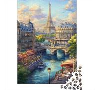 Puzzles Tour Eiffel De 1000 Pièces pour Adultes,Paysage Urbain Romantique Un Jeu De Dexérité Très Difficile Puzzle en Bois Jeu ÉduChatif Et Stimulant l'art De La Décoration Moderne 1000pcs (75x50cm)