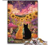Puzzles Tournesol Chat Noir et Chat Orange 2000 pièces pour Adultes, Jeu Stimulant, Chaque pièce est Unique - Jeu Familial Stimulant (70x100cm)