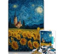 Puzzles Tournesol Ciel Nocturne pour Adolescents Puzzle 1000 Pièces, Soulagement du Stress Défi Difficile Améliorer l'amour Entre Couples 50x75cm