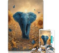 Puzzles Tournesol Éléphant 1000 pièces pour Adultes, Staycation Kill Time, Chaque pièce est Unique - Jeu Familial Stimulant et Amusant (75x50cm)
