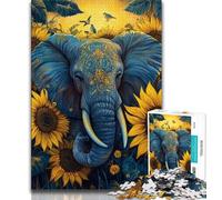 Puzzles Tournesol Éléphant 1000 pièces pour Adultes, Staycation Kill Time, Chaque pièce est Unique - Jeu Familial Stimulant et Amusant (75x50cm)