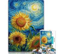 Puzzles Tournesols Ciel Nocturne pour Adultes 1000 Pièces, Jeu de Jouets Défiant Chaque Pièce Est Unique - Jeu Familial Défiant 50x75cm