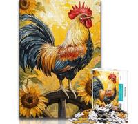 Puzzles Tournesols Coq 1000 pièces pour Adolescents, Jouet éducatif et décompressant, Cadeau d'anniversaire, décoration Murale (38x26cm)