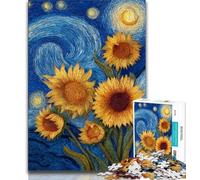 Puzzles Tournesols du Ciel Nocturne pour Adultes, Jouet Éducatif Intellectuel Décompressant, Cadeau d'anniversaire, Cadeaux, Art Mural 50x75cm