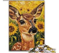 Puzzles Tournesols et Cerfs pour Adolescents 1000 Pièces, pour 14 Ans et Plus Jeux Amusants Activités Amusantes à la Maison, Cadeaux d'anniversaire, Cadeaux de Voyage (Taille 26x38cm)