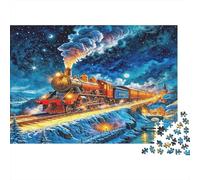 Puzzles Train à Vapeur 1000 Pièces pour Adultes & Enfants | Jeu Défiant Train Feu Nuit Cadeau Décoration Maison 52x38cm/1000pcs