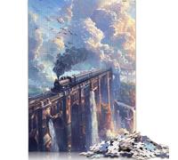 Puzzles Train à Vapeur sur Le Pont 500 pièces pour Adultes, Jouets éducatifs, Jeux en Famille, Cadeaux d'anniversaire, 500 pièces (52 x 38 cm)