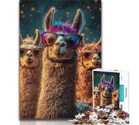 Puzzles Trois Alpagas pour Adolescents 1000 pièces, Jouets éducatifs, Jeux Anti-Stress, liste de souhaits avec Père Noël 38x52cm
