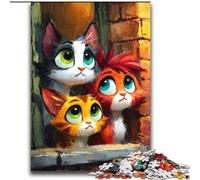 Puzzles Trois Chats pour Adultes 2000 pièces, Jouets éducatifs et éducatifs, Jeux familiaux avec Affiche et fiche de Questions (70x100cm)