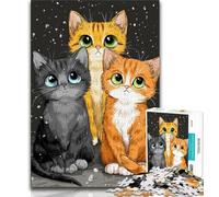 Puzzles Trois Chats pour Adultes et Adolescents, Jouets Addictifs pour la Décoration de la Maison (75x50cm)