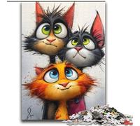 Puzzles Trois Chats pour Adultes et Ados 2000 pièces, Jouets Éducatifs et Apprentissage, Jeux Familiaux avec Affiche et Fiche de Questions (70x100cm)