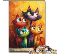 Puzzles Trois Chats pour Adultes et Ados 2000 Pièces, Jouets Éducatifs et Jeux Familiaux avec Affiche et Fiche de Questions (70x100cm)