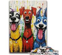 Puzzles Trois Chiens Heureux pour Adultes et Adolescents, Jeux Éducatifs, Anti-Stress, Cadeaux et Jouets (38x26cm)