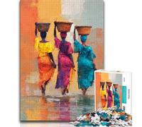 Puzzles Trois Femmes Africaines pour Adolescents 1000 Puzzles, Jouets Jeux Éducatifs Soulagement du Stress Liste de Souhaits avec Père Noël 38x26cm