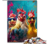Puzzles Trois Poules 1000 pièces pour Adultes, Cadeaux, Jouets éducatifs et éducatifs, Jeux en Famille avec Affiche et fiche de Questions-réponses (50x75cm)