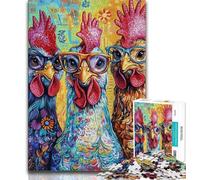 Puzzles Trois Poules pour Adolescents 1000 pièces, Aidez Le Cerveau à exercer des Jouets addictifs pour cultiver la Patience, Jeu de défi Unique (75x50cm)