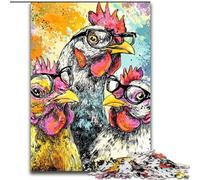 Puzzles Trois Poules pour Adultes et Adolescents, Jeux Amusants, Chaque pièce est Unique - Jeu Familial Stimulant et Amusant 50x75cm