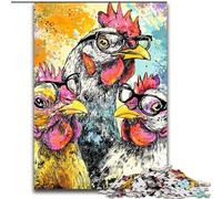 Puzzles Trois Poules pour Adultes et Adolescents, Jouets Éducatifs et Jeux Familiaux avec Affiche et Fiche de Trivia 26x38cm