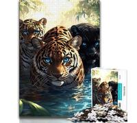 Puzzles Trois Tigres pour Adolescents 1000 pièces, Aide Le Cerveau à exercer des Jouets addictifs pour cultiver la Patience, Jeu de défi Unique (38x26cm)