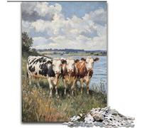 Puzzles Trois Vaches pour Adultes et Ados 1000 Pièces, Jouets Éducatifs, Jeux Anti-Stress, Cadeaux d'anniversaire Uniques (26x38cm)