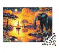 Puzzles Troupeau d'éléphants 1000 pièces pour Adultes Éléphant du désert Amusant, Stimulant et Casse-tête Puzzle pour Adultes Découvrez Le Puzzle Jeu éducatif Activité Amusante pour la H