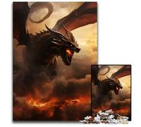 Puzzles Un Dragon Semant Le Chaos 1000 Pièces pour Adultes Puzzles Impossibles pour Adultes Idéal pour Les Amoureux Cadeau Parfait de Noël Nouvel an Saint Valentin 1000 PCS (75x50cm)