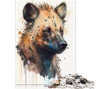 Puzzles Une hyène à l'aquarelle pour Adultes 1000 pièces Puzzles pour Adultes et Adolescents à partir de 12 Ans Cadeaux du réveillon de Noël 1000 pièces (75x50cm)