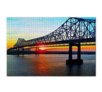 Puzzles USA Amérique Fleuve Mississippi La Nouvelle-Orléans Puzzle 300 pièces pour Adultes et Famille Voyage Cadeau Souvenir 38x26CM