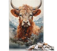 Puzzles Vache des Highlands Rêveuse 1000 Pièces Puzzles en Bois Puzzles pour Adultes Puzzle pour Adultes et Adolescents 1000pcs (75x50cm)