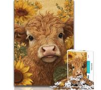 Puzzles Vache Sunflower Heights pour Adolescents, 1 000 pièces, Jeux éducatifs, décoration Murale, Cadeaux d'anniversaire et de Noël Uniques (50x75cm)