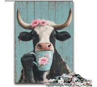 Puzzles Vaches Buvant du café pour Adultes 2000 Puzzles, Jeux Amusants Chaque pièce est Unique - Jeu Familial Stimulant (70x100cm)