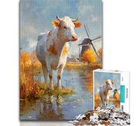 Puzzles Vaches de la Ferme pour Adolescents 1000 Pièces, Jouet Éducatif Intellectuel Décompressant, Cadeau d'anniversaire, Cadeaux, Décoration Murale 38x26cm