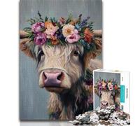 Puzzles Vaches des Highlands pour Adultes (1000 pièces), Jeux éducatifs et éducatifs pour Toute la Famille avec Affiche et fiche de Questions (50x75cm)