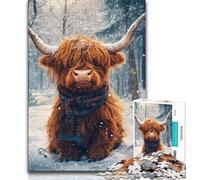 Puzzles Vaches des Highlands pour Adultes, Jouets éducatifs et éducatifs, Jeux familiaux avec Affiche et fiche de Questions-réponses (75x50cm)