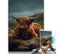 Puzzles Vaches des Highlands pour Adultes, Jouets éducatifs et éducatifs, Jeux familiaux avec Affiche et fiche de Questions-réponses (38x26cm)