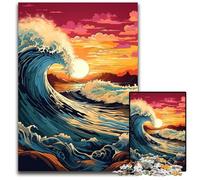 Puzzles Vagues au Coucher du Soleil pour Adultes 1000 pièces activité familiale Casse-tête décoration d'intérieur Cadeau de Vacances 1000 pièces (75x50cm)