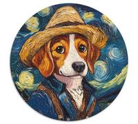 Puzzles Van Gogh Beagle pour 1000 pièces Puzzle Rond de 1000 pièces Idéal pour Les Amoureux, Cadeau Parfait pour Noël, Le Nouvel an, la Saint-Valentin (67,5x67,5cm)