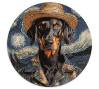 Puzzles Van Gogh Doberman 1000 pièces pour Adultes Puzzle Rond 1000 pièces pour Les Adolescents, Les Couples et Les Amis pour Les Anniversaires, Noël (Taille 67,5 x 67,5 cm)
