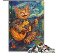 Puzzles Van Gogh Night Sky Cat Playing Guitar pour Adultes 2000 Puzzles, adaptés aux 14 Ans et Plus Un Plaisir en Famille C'est Un pour Toute la Famille (70x100cm)