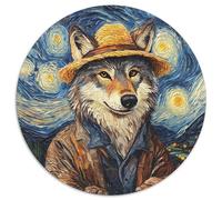 Puzzles Van Gogh Wolf pour Adultes Puzzle Rond de 1000 pièces Puzzle de 1000 pièces Parfait pour Les Adolescents et la décoration intérieure (67,5x67,5cm)