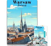 Puzzles Varsovie Pologne Puzzles de Voyage 1000 pièces pour Adultes, Jeux éducatifs, décoration d'intérieur, offrez-Les en Cadeau à Toute la Famille 75x50cm