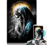 Puzzles Vierge Marie dorée pour Adolescents, Anti-Stress, Vacances à la Maison, avec Affiche et fiche de Questions-réponses Assorties (75x50cm)