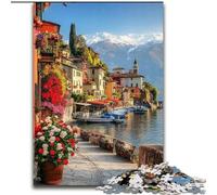 Puzzles Village Italien 1000 pièces pour Adultes, Cadeaux, Jouets addictifs, défis d'intelligence cérébrale, Cadeaux d'anniversaire pour Les 14 Ans et Plus 26x38cm