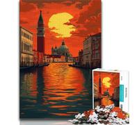 Puzzles Ville au Coucher du Soleil 1000 pièces pour Adultes et Adolescents, pour Tuer Le Temps en Vacances avec des pièces de Formes aléatoires entièrement emboîtables (38x26cm)