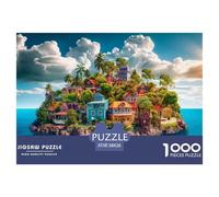 Puzzles Ville insulaire colorée De 1000 Pièces pour Adultes,Paysage d'île Tropicale Un Jeu De Dexérité Très Difficile Puzzle Jeu Éducatif Aux Défis 38x26cm/1000pcs