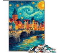 Puzzles Ville sous Le Ciel Nocturne pour Adolescents 1000 pièces, Jeux éducatifs à Faire soi-même avec Affiche et fiche de Questions Assorties (14 Ans et Plus) (26x38cm)