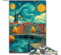 Puzzles « Ville sous Le Ciel Nocturne » pour Adolescents, 1000 pièces, Jouets éducatifs et éducatifs, Jeux familiaux avec Affiche et fiche de Questions-réponses (26x38cm)