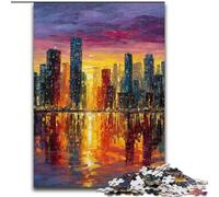 Puzzles Ville Vitrail 1000 pièces pour Adultes, Jeux éducatifs, décoration d'intérieur, Cadeaux Uniques (26x38cm)