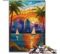 Puzzles Ville Vitrail pour Adolescents : 1000 Puzzles, Jeux stimulants, Chaque pièce est Unique - Jeu Familial Stimulant (26x38cm)