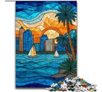 Puzzles Ville Vitrail pour Adultes et Adolescents, à partir de 14 Ans, Art Déco, Jeux en Famille, Cadeaux de Noël et d'anniversaire (26x38cm)